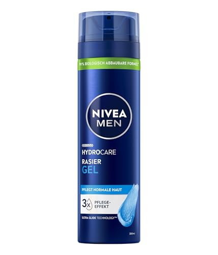 NIVEA MEN HydroCare Rasiergel (200 ml), Schutz und Pflege für eine sanfte Rasur, hautschonendes Rasiergel für Männer mit Aloe Vera und Panthenol