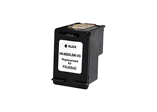 FasaWorld - Compatible HP 302XL V3 Negro Cartucho DE Tinta REMANUFACTURADO F6U68AE F6U66AE (Muestra Nivel DE Tinta) 20 ml - HP-HI-302XLBK-V3-Remanufacturado