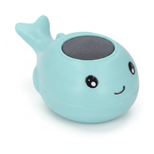 HaloVerde Bath Thermometer Floating Toy with 3 Color Temperature Indicator for Infant Bathing, Instant Reading Safety Alert, Whale Shape Water Temperature Thermometer