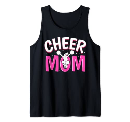 Cheer Mom Teal Leopard Letters Cheer Pom Poms Tank Top