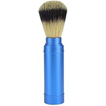 POCREATION Portable Beard Shaving Brush, Aluminum Handle with Soft, Blue, Travel-Size Grooming Tool for Bathroom
