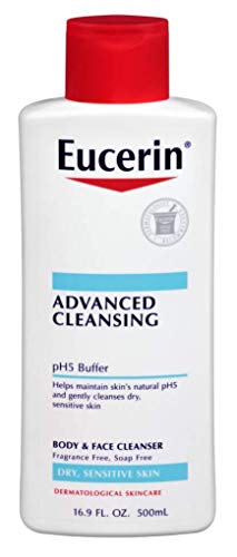 Eucerin Advanced Cleansing Body & Face Cleanser 16.9 Ounce (500ml) (6 Pack)