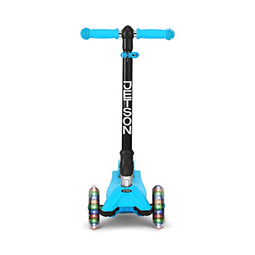 Jetson 3-Wheel Scooters - Twin Kick Scooter (Blue) - Collapsible Portable Kids Three Wheel Push Scooter - Lightweight Folding Design With High Visibility Rgb Light Up Led Wheels #TOP3