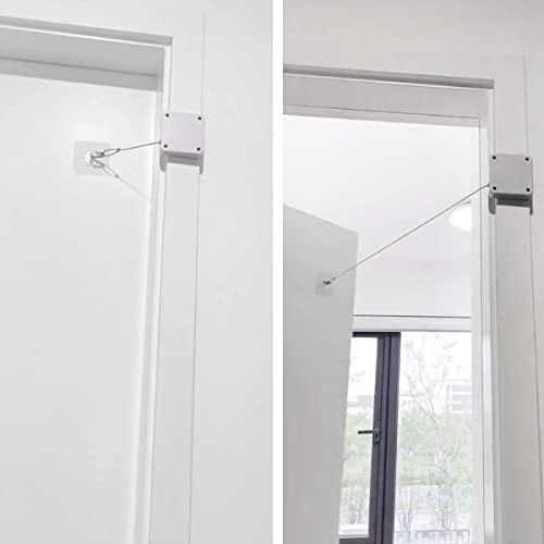 DODUOS 2PCS Automatic Door Closer,White Punch-Free Automatic Sensor Door Closer,Residential Commercial Auto Door Closer w/ Drawstring,Door Closers Interior Door Home Offices Used,2.49in (ZTH-A370) - Image 2
