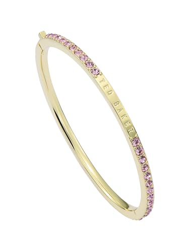 Ted Baker Claudia Narrow Crystal Hinged Bangle Bracelet for Women (Gold/Light Rose Crystal)