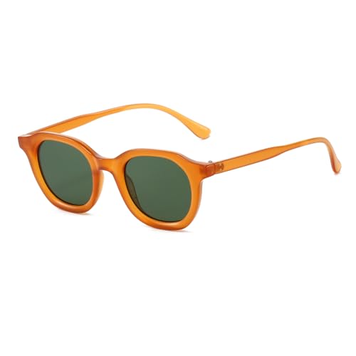 Retro Round Sunglasses for Women Men Fashion Simple Circle Sunglasses UV Protection(Orange Frame/G15 Lens)
