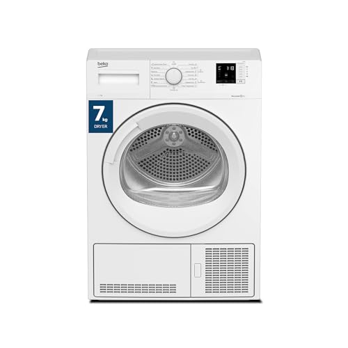 Beko 7 kg Condenser Tumble Dryer with 15 Programmes, AquaWave Technology, Advanced Sensor Drying, Low noise, Convenient Digital Display, DC7W (White)