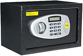 Yale Y-SS0000NFP Small Digital Safe, Steel Construction, Steel Locking Bolts, LCD Display, Emergency Override Key, Wall And Floor Fixings, Black Finish, 8 Litre Capacity 20 x 31 x 20 cm
