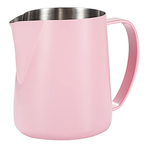 Dianoo Brocca per Schiuma di Latte, 600 ml in Acciaio Inox per Caffè Espresso e Cappuccino, Rosa