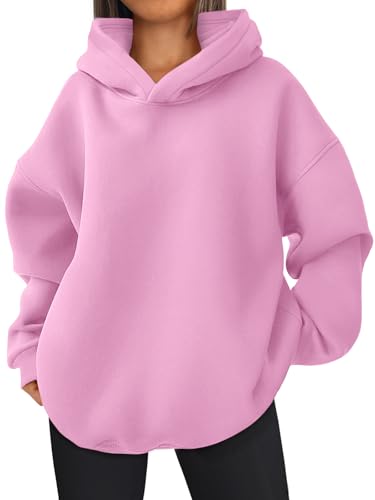 EFAN Womens Oversized Hoodies Fleece Hooded Sweatshirts Y2K Teen Girls Fall Fashion Comfrt Outfits 2026 Cute Clothes with Pockets Pink M