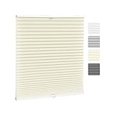 Home-Vision Faltrollo Plissee ohne Bohren mit Klemmfix Easyfix innen Kollektion Basic 4 Farbe (Creme B30 x H130cm) Lichtdurchlässig Sichtschutz Jalousie Fensterrollo Klemmträger für Fenster & Tür