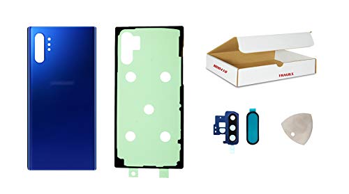 md0410 Replacement Compatible with Samsung Galaxy Note 10 Plus N975 Note10+ - Rear Back Glass Door Housing Cover with Camera Lens Cover and Opening Tool (Aura Blue)