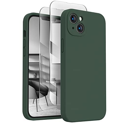 Image of FireNova Designed for iPhone 13 Case, Silicone Upgraded [Camera Protection] Phone Case, Soft Anti-Scratch Microfiber Lining Inside, 6.1 inch, Alpine Green