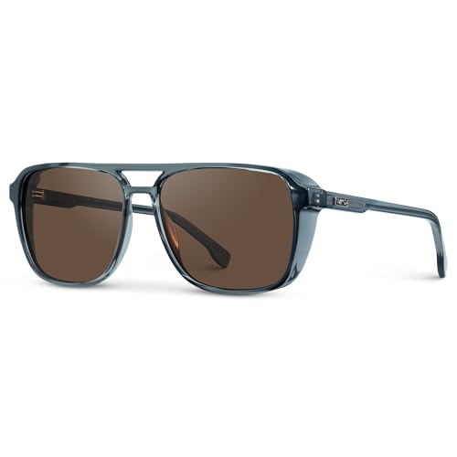 Image of WearMe Pro Harvey Men's Polarized Sunglasses, Modern Square Aviator Style | Shatter-Resistant Lens, Durable Lightweight Build, 5-Barrel Metal Hinges, Includes Microfiber Pouch for Cleaning /Storage