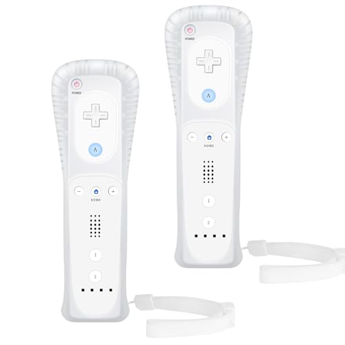 Crifeir Remote Controller for Wii,Compatible with Wii and Wii U, Controller Accessories Include Silicone Case and Wrist Strap2 pack（White）
