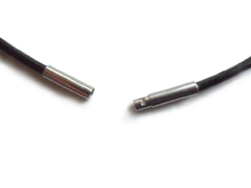 Auroris Echtleder Kette 2 mm schwarz mit Tunnel-Drehverschluss aus Edelstahl Länge wählbar / 42 cm