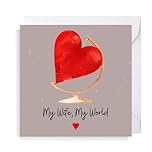 Second Ave My Wife My World Heart Square Valentine's Day Birthday Christmas Xmas Greetings Card