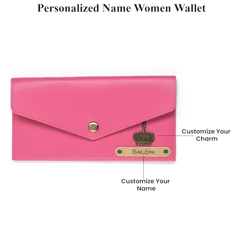 Image of AICA Personalized Name & Charm Leather Womens Wallet (Dark Pink) | Customized Gifts for Women Girls | Gifts for Women | Wallet for Woman | Diwali Gifts | Wallet for Women | Corporate Gifts for Staff