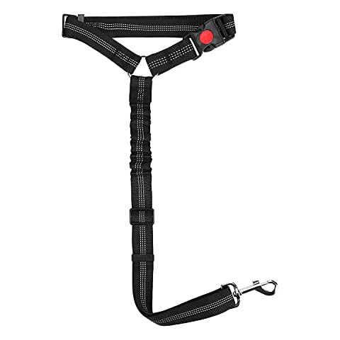 elloLife Dog Seat Belts for Car, 2-in-1 Headrest Restraint Puppy Safety Adjustable Dog Car Seatbelts and Strong Leash Leads Accessories for Dogs Cats Pets, Black Cover