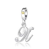 MiniJewelry Ciondoli con lettere dell'alfabeto dalla A alla Z, per bracciali, collane, ciondoli con nome dell'alfabeto e cuore dorato, Rame Zirconia cubica, Zirconia cubica