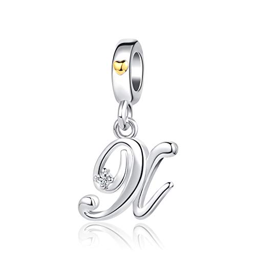 Image of FGT X Letter Initial Gold Heart Charm Compatible with Pandora Charm Bracelets Name Alphabet Mum Women Mom Wife Daughter Birthday Mothers Day