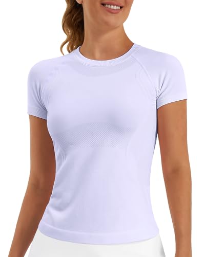 Image of Stelle Women Workout Tops Short Sleeve Seamless Athletic Shirts Yoga Gym Sports Breathable Tees