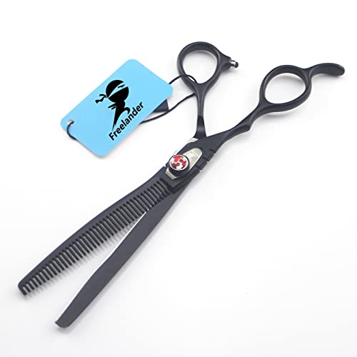 Freelander 7.0 Inch Left Hand Japan 440C Steel Professional Barber Hair Cutting Scissor And Hair Thinning Scissors Salon Chunker Shears - For Left-Handed Hairdresser (Chunker Shear) #TOP1