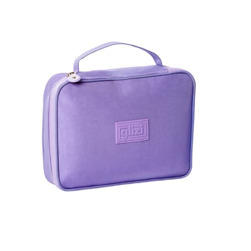 Glizi Estojo Box Escolar para 100 Lápis, com Alça, Necessaire Make, 32 Elásticos (Lilás)