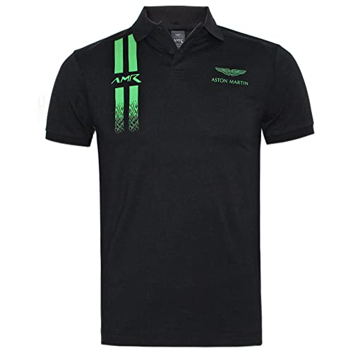 Hackett London Polo de rayas Aston Martin Racing Slim Fit para hombre, Negro/999, M