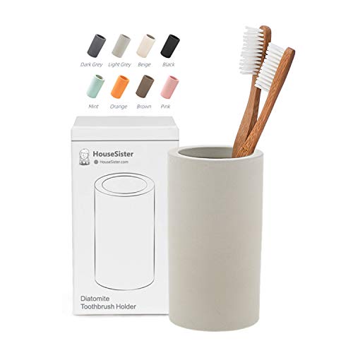 HouseSister Organic Diatomite Toothbrush Toothpaste Makeup Brushes Razors Holder Grey Bathroom Countertop Organizer