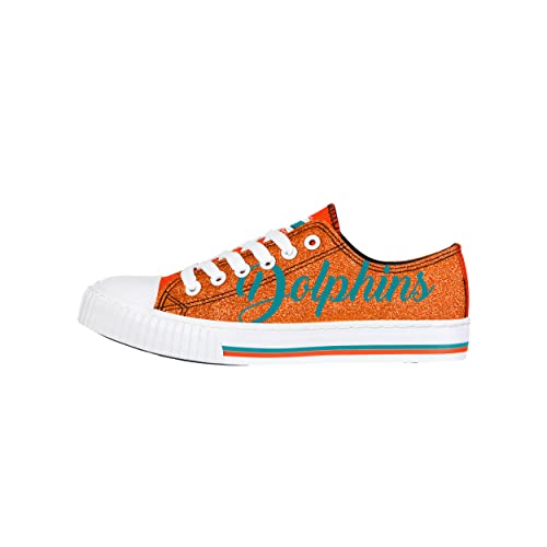 Image of FOCO Womens NFL Team Logo Ladies Fashion Color Glitter Low Top Canvas Sneakers Shoes