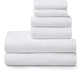 Simpli-Magic 79450 Popcorn Textured Bath Towels Set, 2 Bath Towels, 2 Hand Towels, 2 Washcloths, 6 Pieces, White