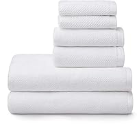 Simpli-Magic 79450 Popcorn Textured Bath Towels Set, 2 Bath Towels, 2 Hand Towels, 2 Washcloths, 6 Pieces, White