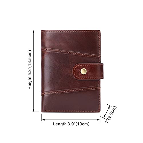 Men Womens allet Folding Business Card Holder Pocket ID Card Pocket Vertical Retro Leather Wallet (Brown)2