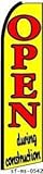 NEOPlex - 'Open During Construction Extra Wide' Swooper Feather Business Flag