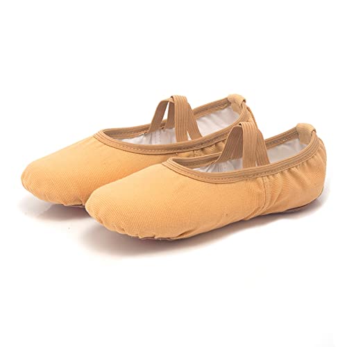 Ballet Shoes for Girls Canvas Dance Slippers Split Soft Flat Sole Yoga Gymnastics Shoes(Toddler/Little/Big Kid) (D, 1 Big Kids)3