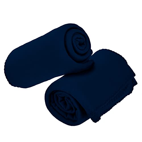 Imperial Home 12 Pack Wholesale Soft Comfy Fleece Blankets - 60" x 50" Cozy Throw Blankets (Navy Blue)