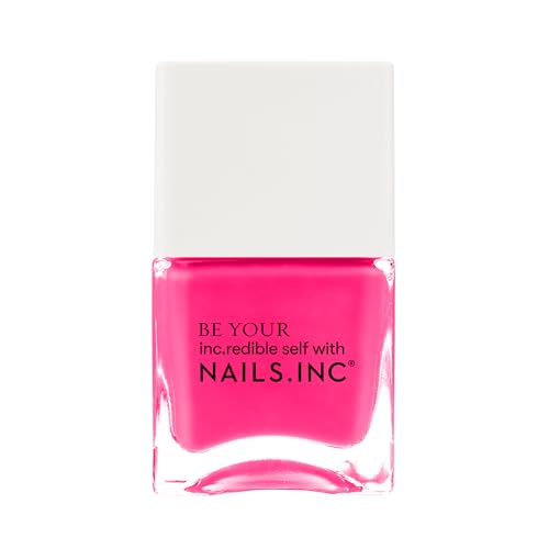 Nails Inc Be Your Inc.redible Self Sun Street Passage Pink Neon No Chip Long Lasting Quick Dry Air Dry Professional Manicures & Pedicures Fingernails & Toenails Vegan Nail Polish 14 ML