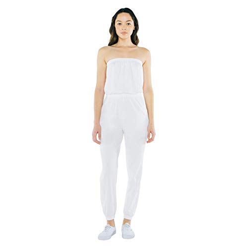 American Apparel Women s Fine Jersey Strapless Jumpsuit, White, X-Small