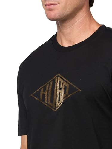 HUGO Mens Textured Retro Logo Cotton T-Shirt3