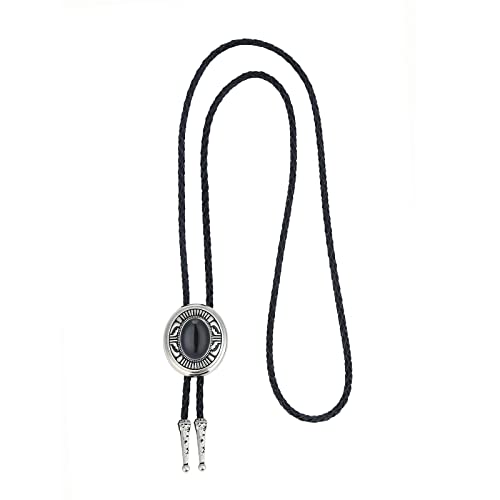 Bolo cravate homme en pierre naturelle vintage et cuir véritable