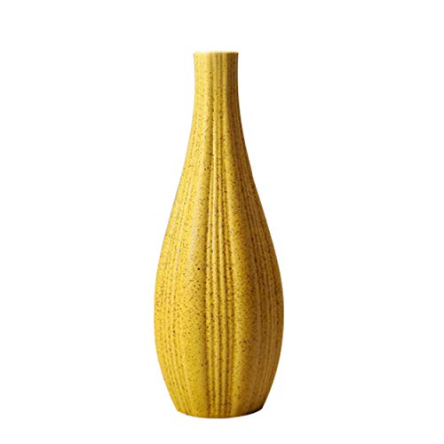 XuanMax Floreros de Cerámica Jarrón Decorativo Moderno Hecho a Mano Hogar Adornos de Decoración Ornamento para Sala Mesa Oficina - 7.5 * 21 cm - Amarillo