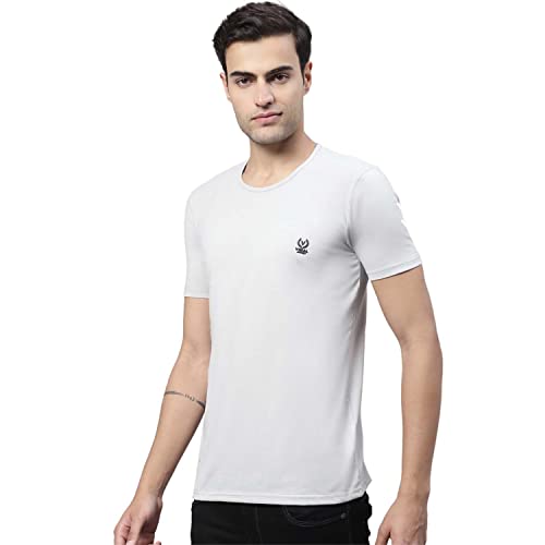Image of Mack Jonney Men Round Neck Cotton Solid Regular Fit T-Shirt-T Anthraa 01-P