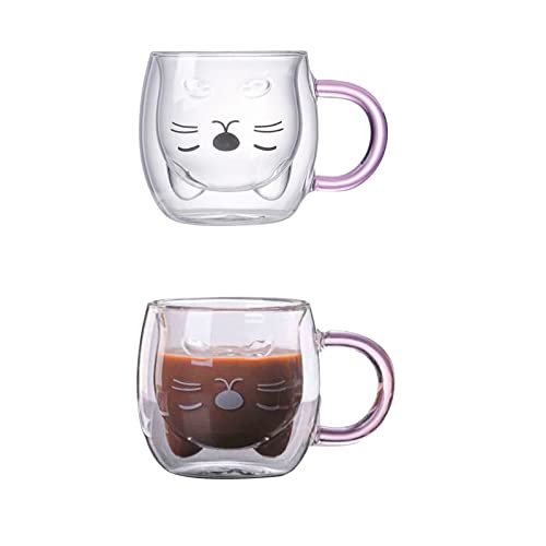 Blanketswarm Lot de 2 tasses à café en verre à double paroi avec poignée pour cadeau d'anniversaire, de Saint-Valentin, de maison, de bureau Cover