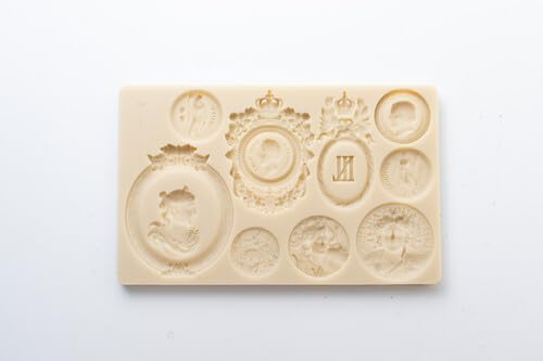 AngleThing Vintage Antique Cameo & Relief Silicone Mold Series – Victorian Style Lady & French Royal Patterns for Candle, Soap, Clay, Resin Craft (Retro Deco Collection) (Cameo (French Royal))