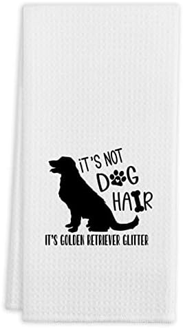 It's Not Dog Hair It's Golden Retriever Glitter Kitchen Towels Tea Towels,16 X 24 Inches Cotton Modern Dish Towels Dishcloths,Dish Cloth Flour Sack Hand Towel for Farmhouse Kitchen Decor