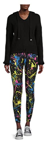 No Boundaries 2-Pack Black Shoot/Splatter Paint Print Super Soft Sueded Ankle Leggings (Small) #TOP2