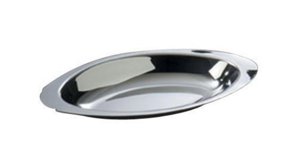American METALCRAFT, Inc. AO080 8 oz Oval Stainless Au Gratin Dish, 8-Ounce, Silver