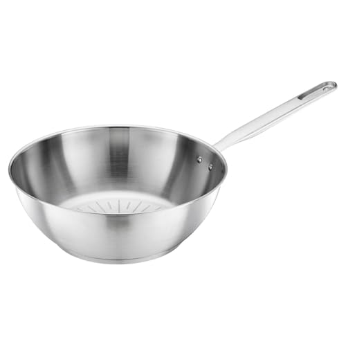 Fiskars Wok, Ø 28 cm / 4,5 L, All Steel, Padella non rivestita, Adatto a tutti i piani cottura, Acciaio inossidabile riciclato, Argento, 1065629