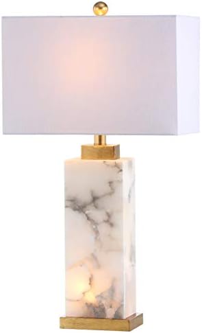 JONATHAN Y JYL6201A Elizabeth 27.5" Alabaster LED Table Lamp Coastal Contemporary Bedside Desk Nightstand Lamp for Bedroom Living Room Office College Bookcase LED Bulb Included, White/Gold Leaf
